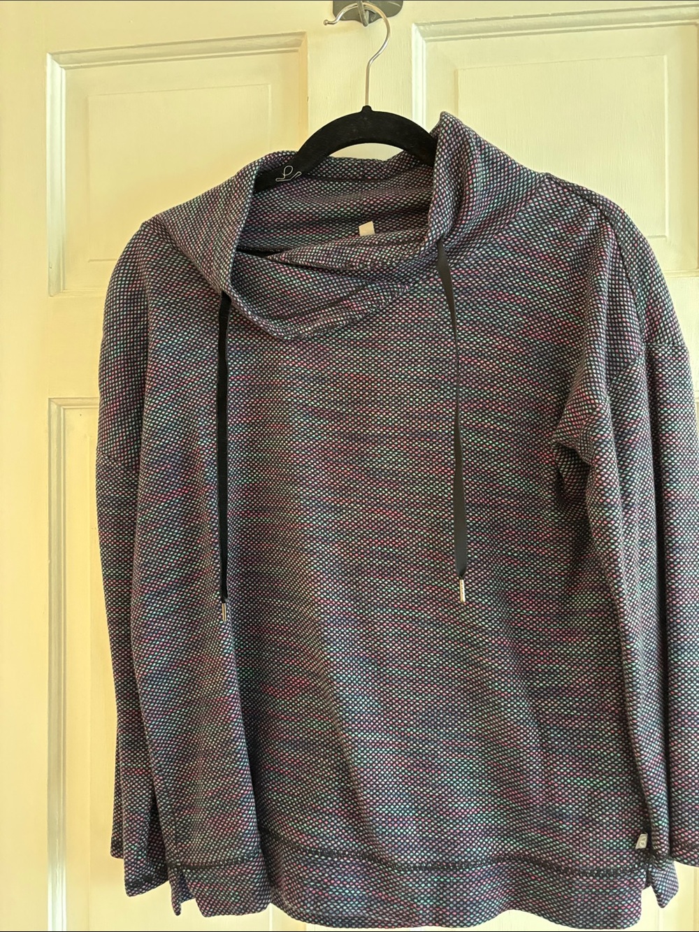 Talbots Black Pullover with Pink, Purple and Teal Pattern